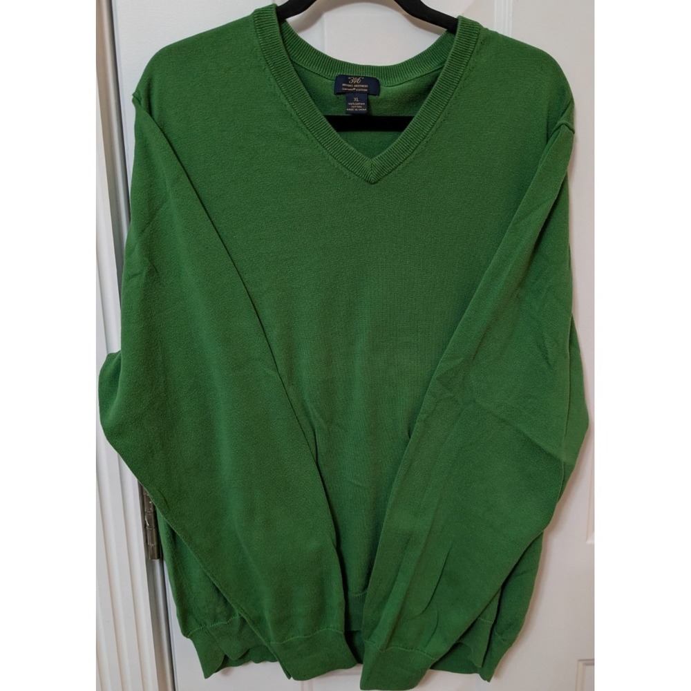 Brooks Brothers "346" Men's XL Green Supima Cotton V-Neck Sweater Casual